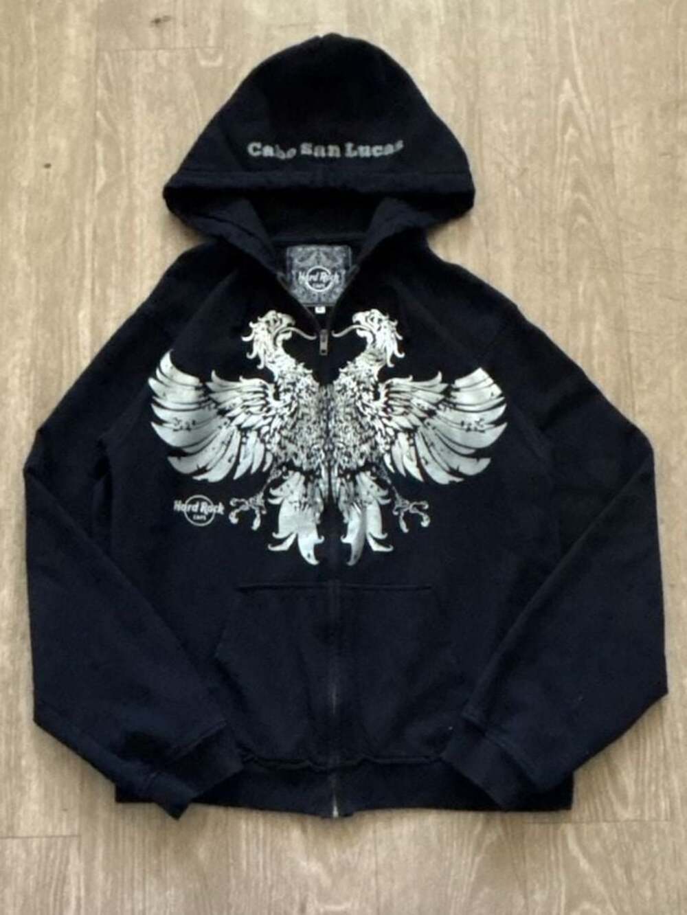 Hard Rock Cafe Cabo San Lucas Eagle Graphic Full Zip Hoodie XL